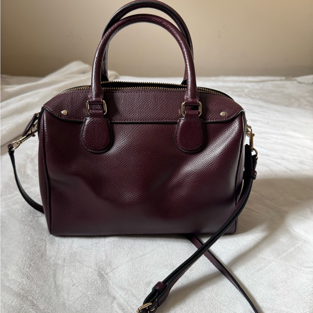 Coach Leather Satchel Bag in Burgundy - Picture 2 of 6